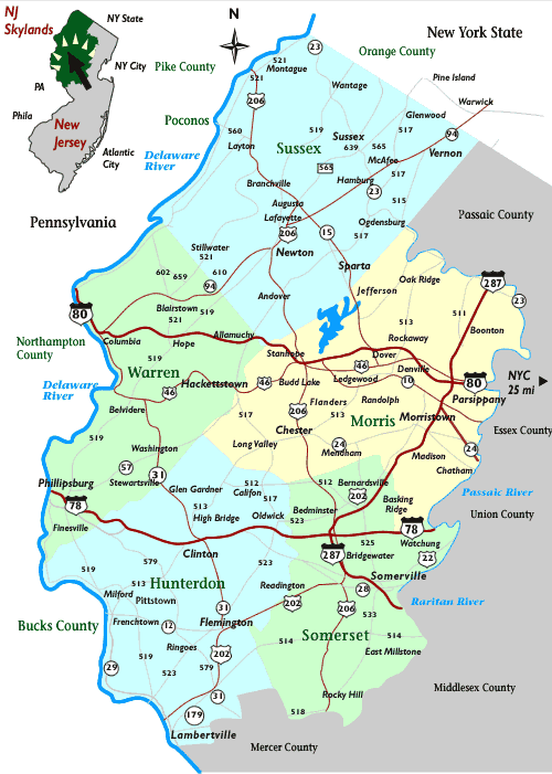 map of new jersey with towns